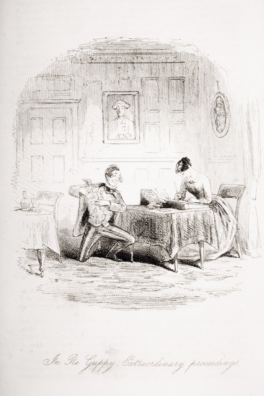 في إعادة Guppy. إجراءات استثنائية ، توضيح من "منزل كئيب" تشارلز ديكنز (1812-1870) نشر 1853 بواسطة هابلوت نايت براون