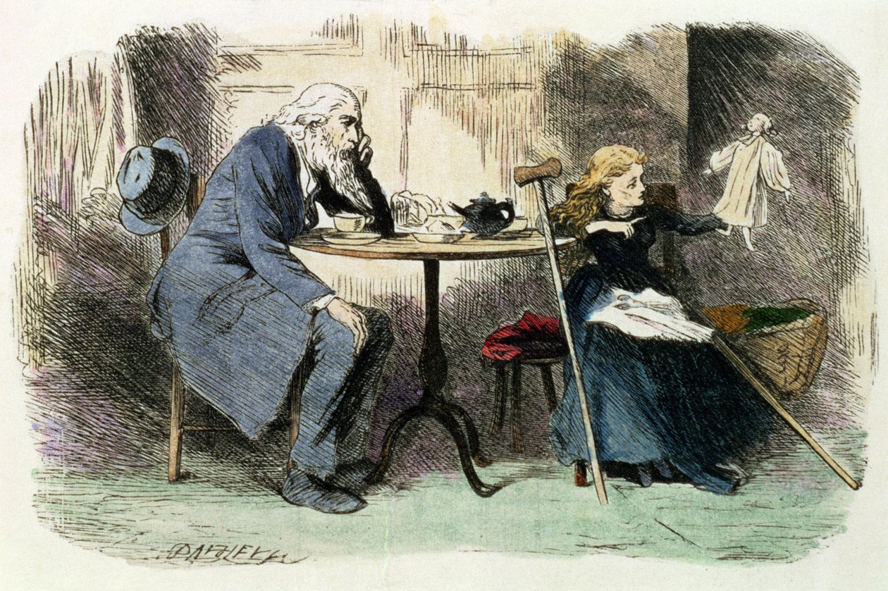 Jo The Crossing Sweeper ، رسم توضيحي من "Bleak House" بقلم تشارلز ديكنز (1812-70) 1853 (نقش الألوان) بواسطة هابلوت نايت براون