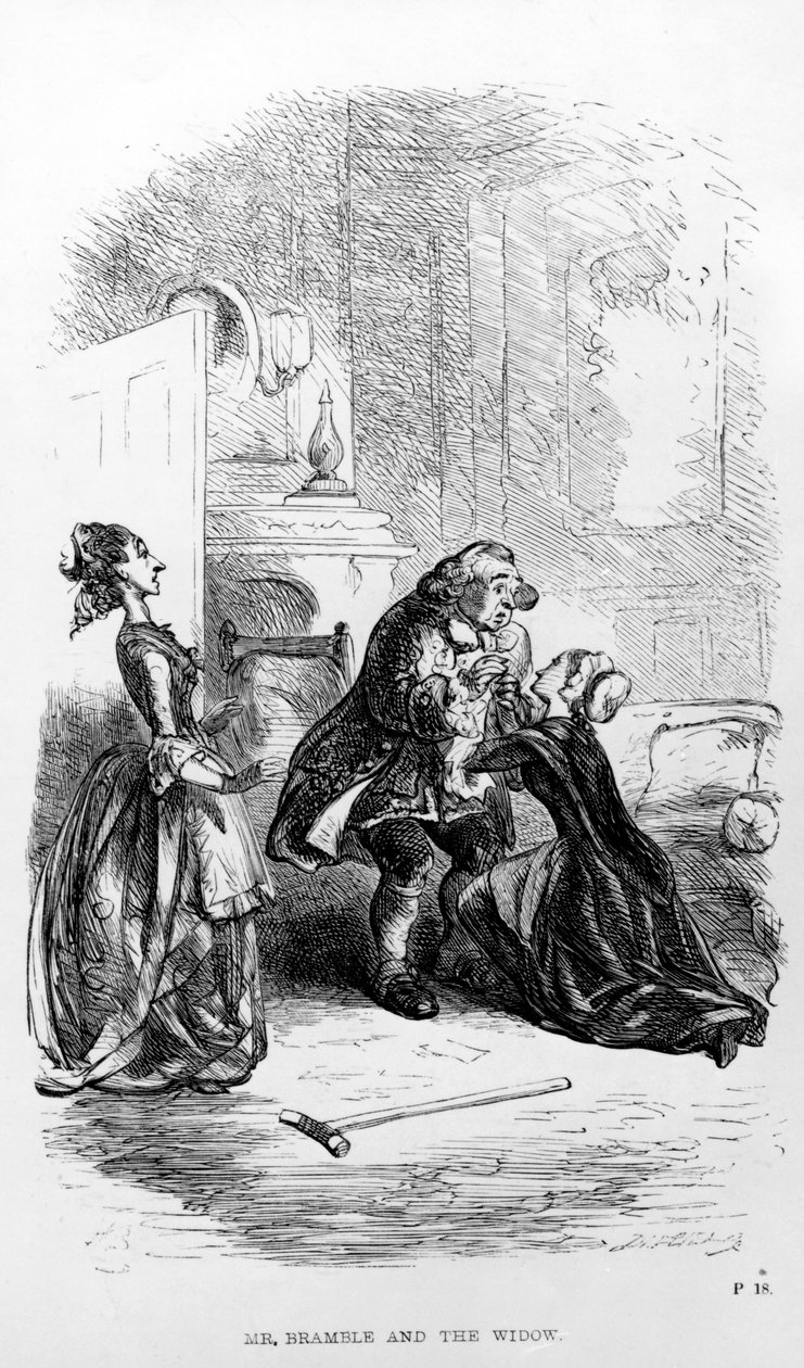 السيد برامبل والأرملة من فيلم The Expedition of Humphry Clinker من تأليف توبياس سمولت بواسطة هابلوت نايت براون