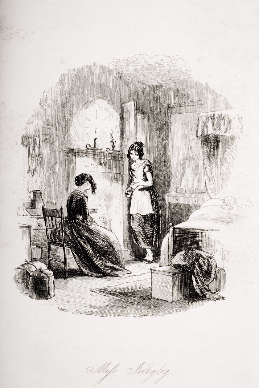 السيدة جيليبي ، رسم توضيحي من "منزل كئيب" تشارلز ديكنز (1812-1870) نشر عام 1853 بواسطة هابلوت نايت براون