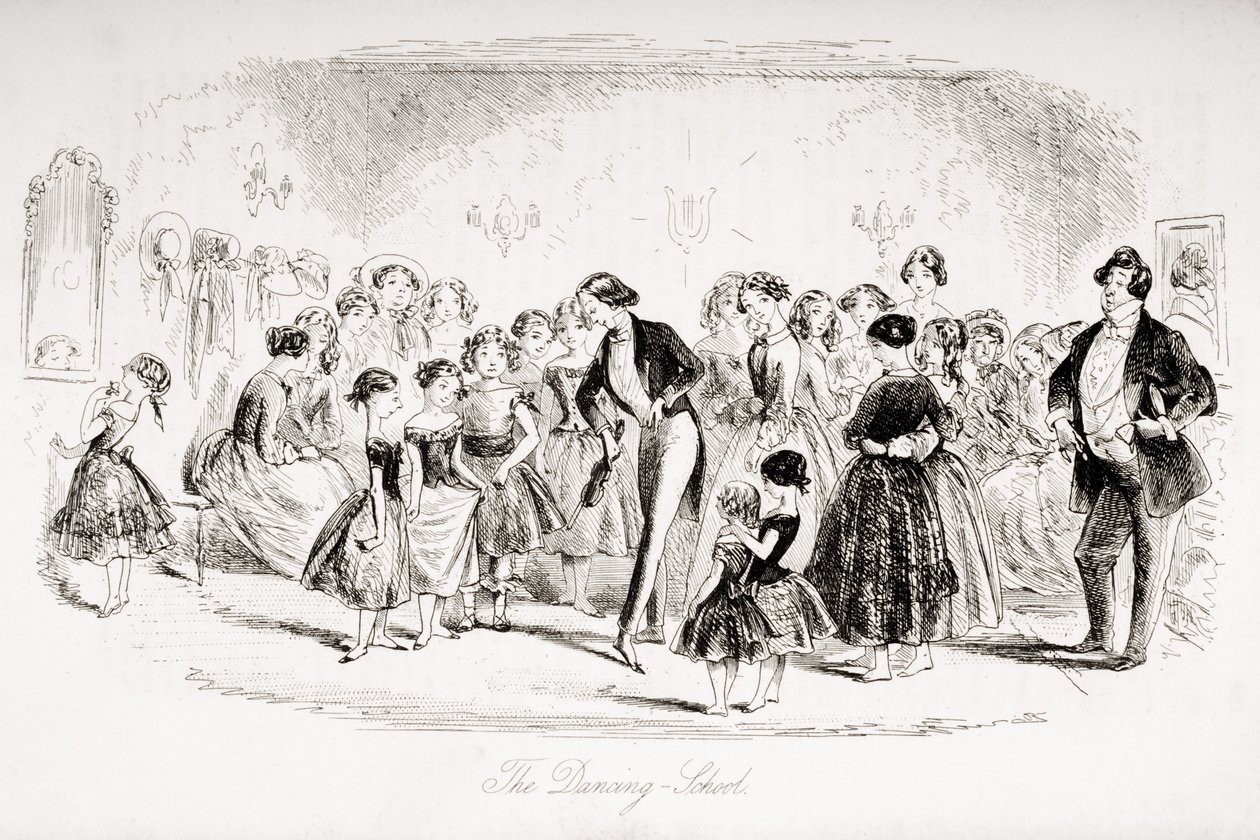 مدرسة الرقص ، رسم توضيحي من "منزل كئيب" تشارلز ديكنز (1812-1870) نشر 1853 بواسطة هابلوت نايت براون
