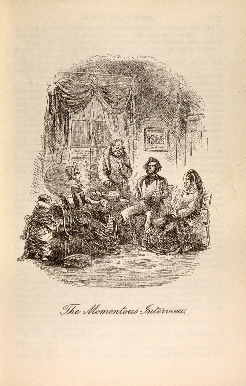 "المقابلة الدقيقة" ، من "ديفيد كوبرفيلد" بقلم تشارلز ديكنز (1812-1870) بواسطة هابلوت نايت براون