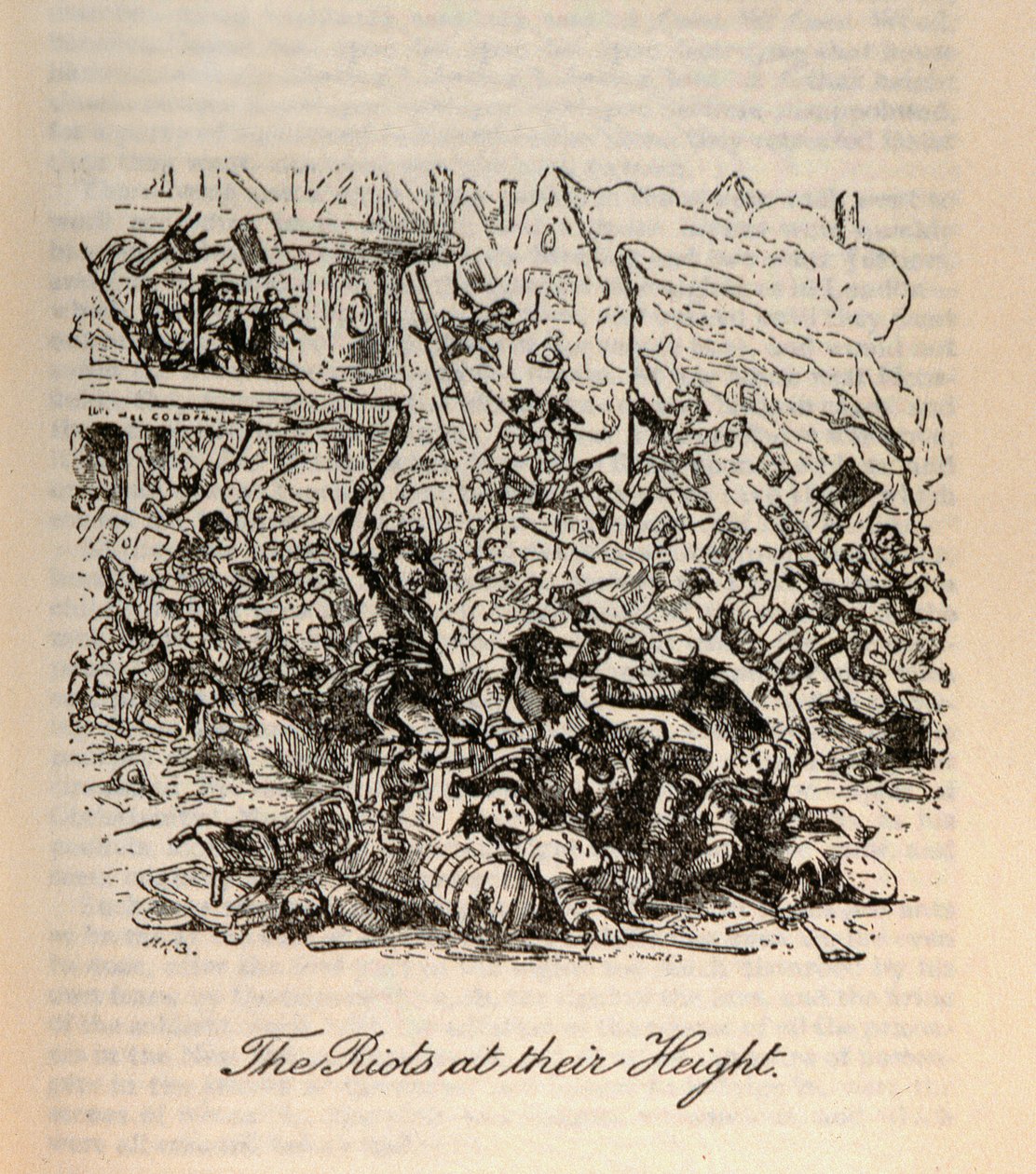"أعمال الشغب في أوجها" ، من "بارنابي رودج" بقلم تشارلز ديكنز (1812-70) بواسطة هابلوت نايت براون