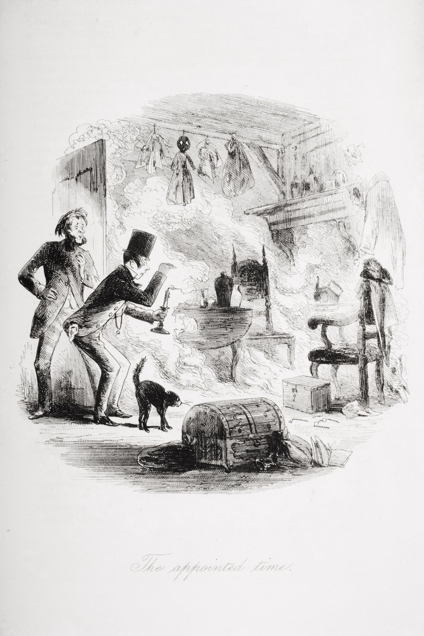 الوقت المحدد ، رسم توضيحي من "منزل كئيب" تشارلز ديكنز (1812-1870) نشر 1853 بواسطة هابلوت نايت براون
