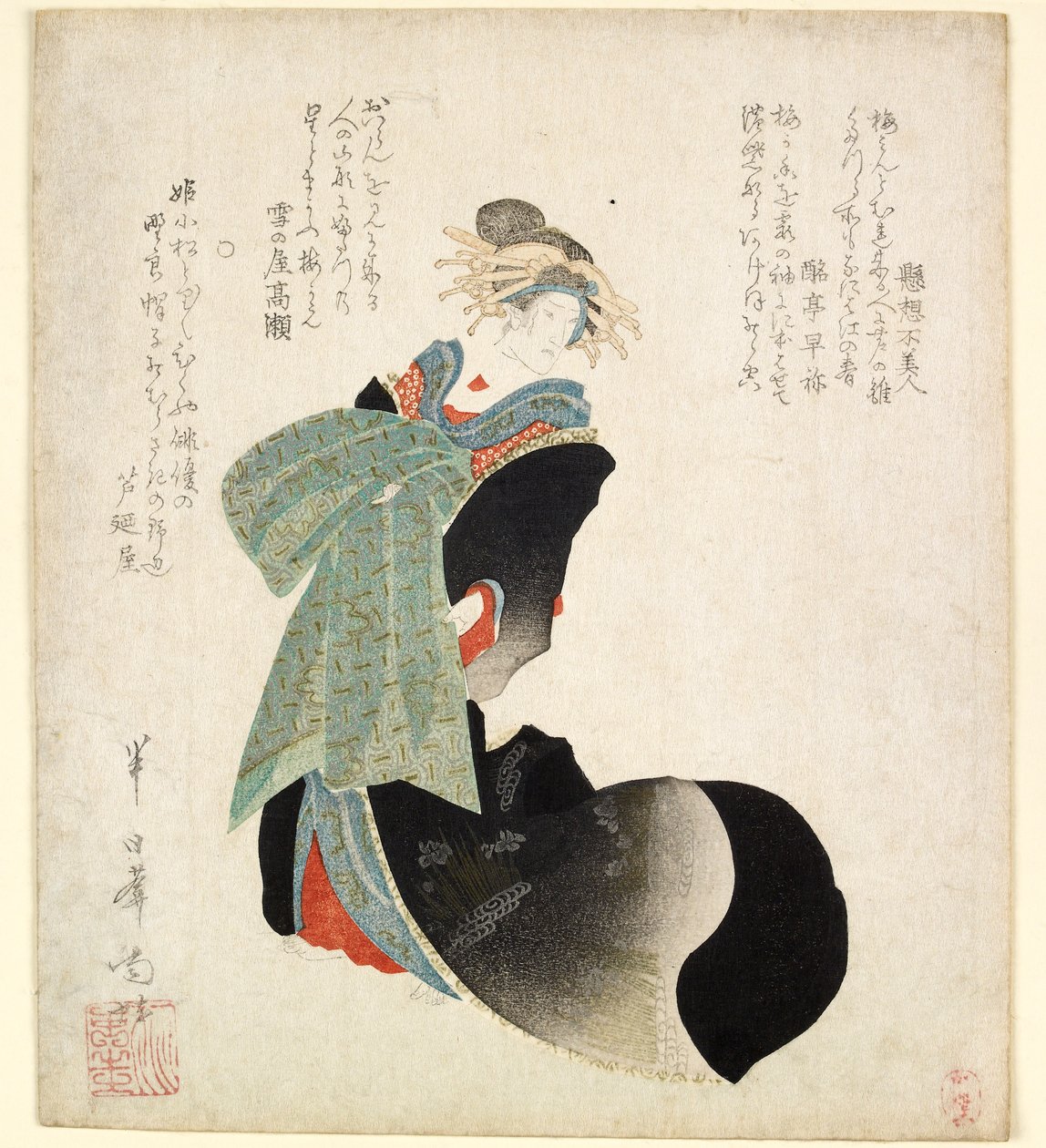 الممثل Onoe Kikugoro III يلعب دور مومس ، 1827 بواسطة هانيشيان نانا