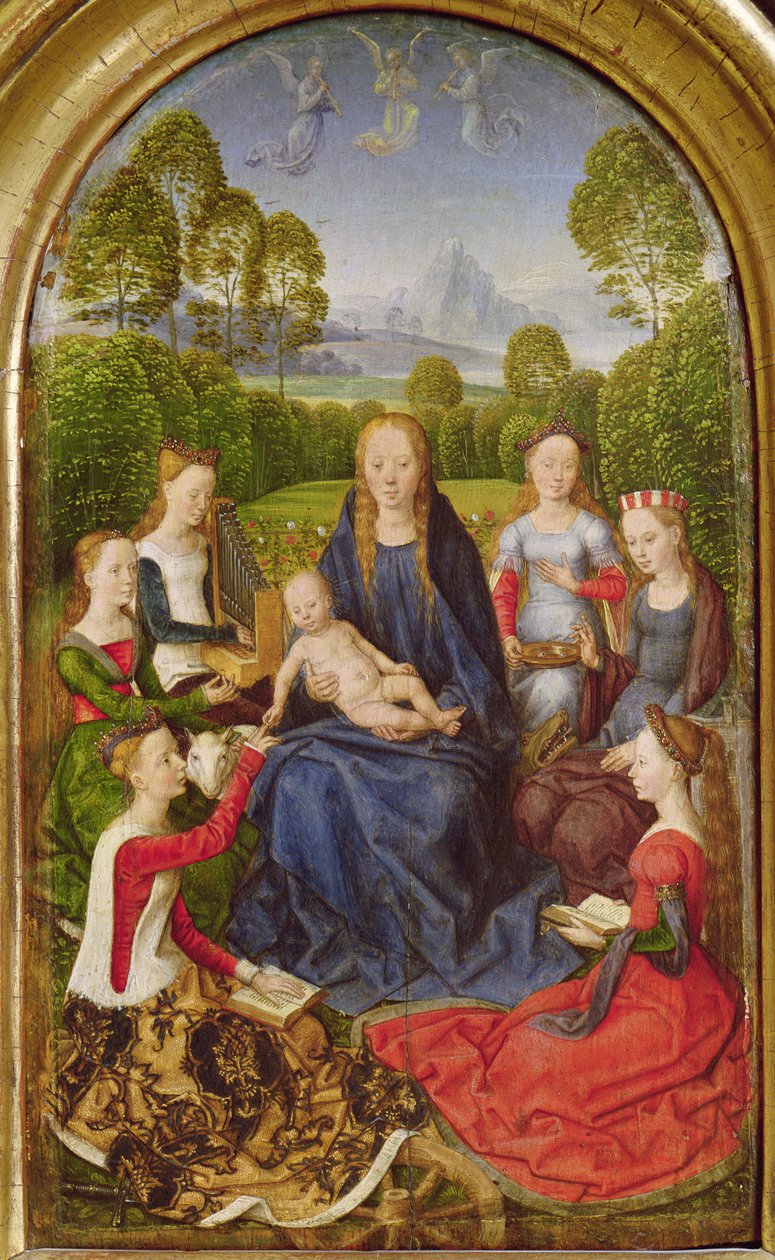العذراء والطفل مع القديسين ، اللوحة اليسرى من Diptych جان دو سيلييه ، c.1490 بواسطة هانز مملينج