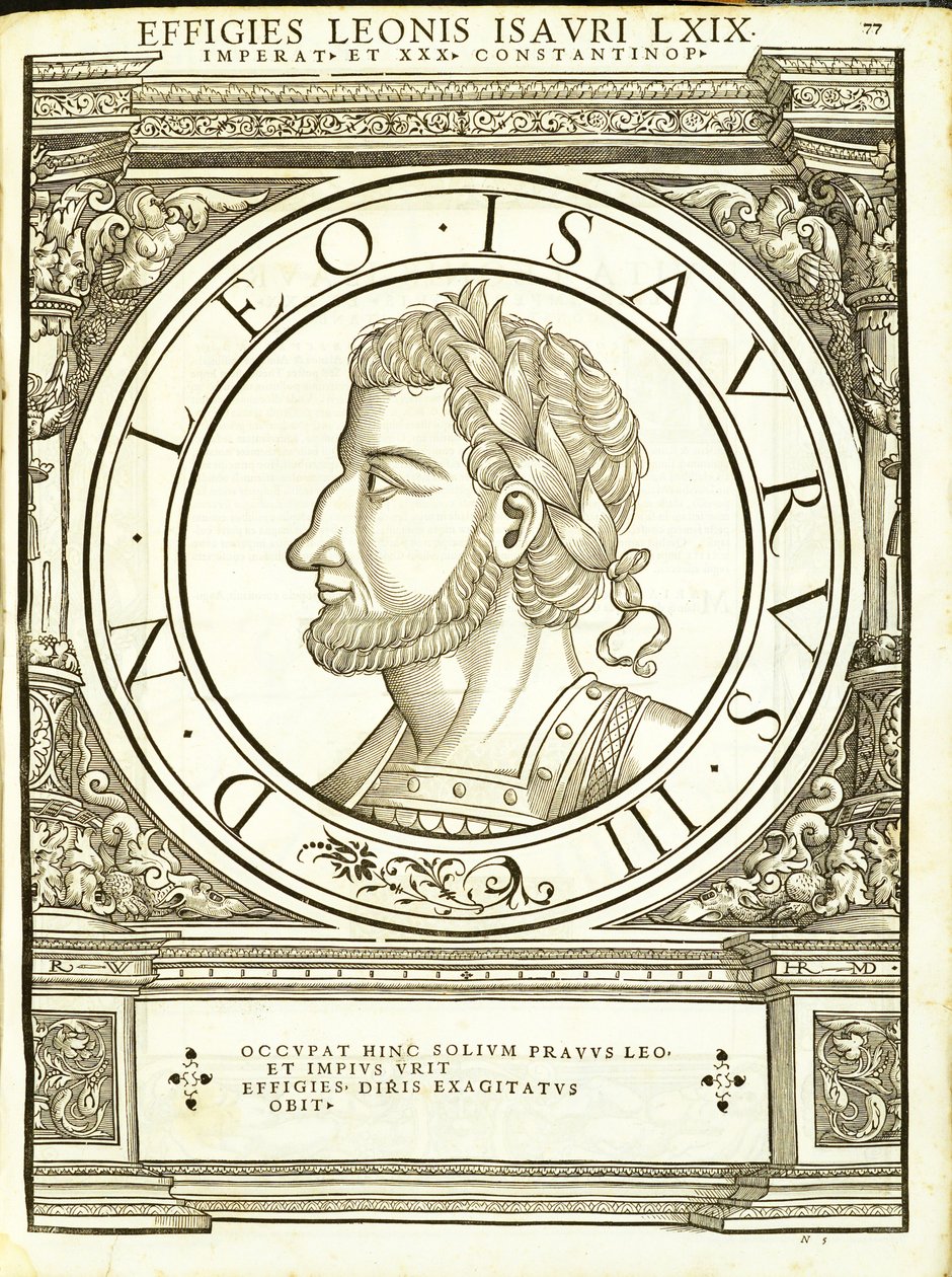 الأسد Isaurus ، من القائد العام للشرق الحقيقي الروماني والغرب أصدق الصور للعملات القديمة ، نقش رودولف ويسنباخ ، طبعها أندرياس جيسنر ، زيوريخ ، بواسطة هانز رودولف مانويل جيرمان