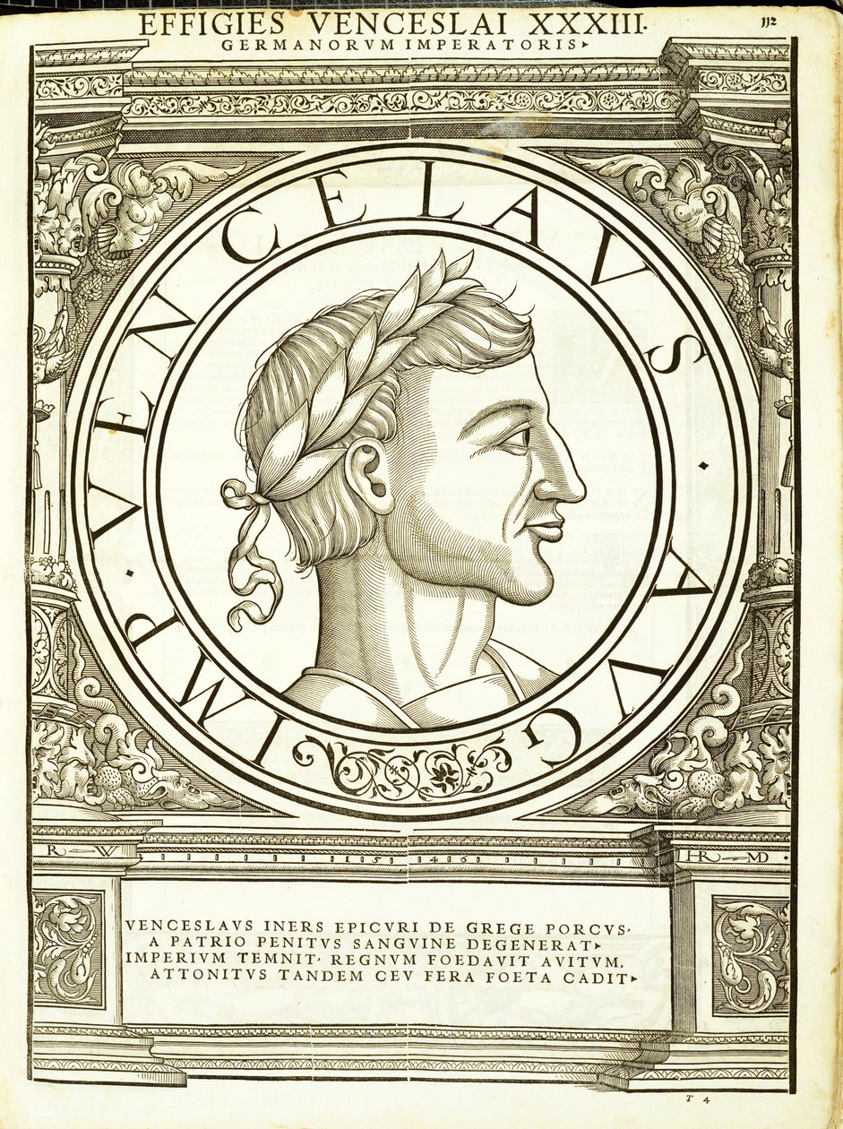 Vuenzeslaus ، من القائد العام للشرق الروماني والغرب أصدق الصور من العملات القديمة ، نقش رودولف ويسنباخ ، طبعها أندرياس جيسنر ، زيوريخ ، بواسطة هانز رودولف مانويل جيرمان