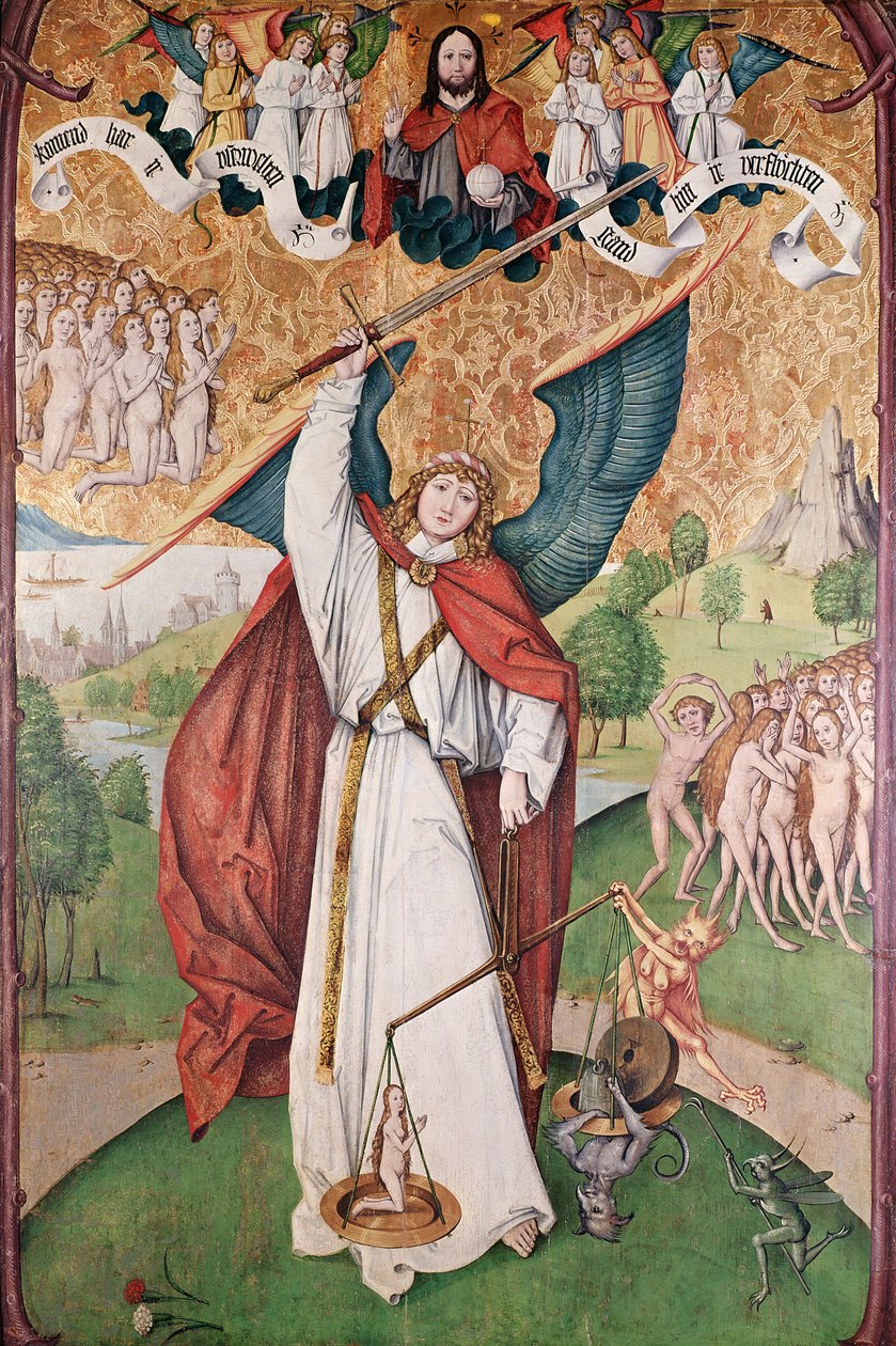 القديس ميشيل يزن النفوس في الحكم الأخير ، c.1500 (درجة الحرارة على اللوحة) بواسطة هانز ليو