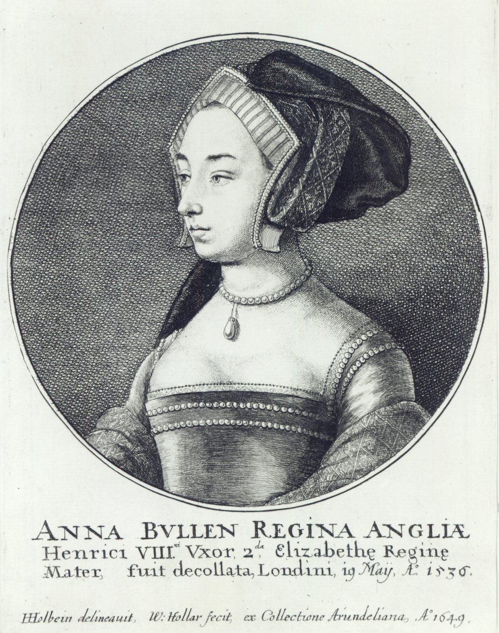 آن بولين ، محفور بواسطة Wenceslaus Hollar بواسطة هانز (بعد) هولبين الأصغر