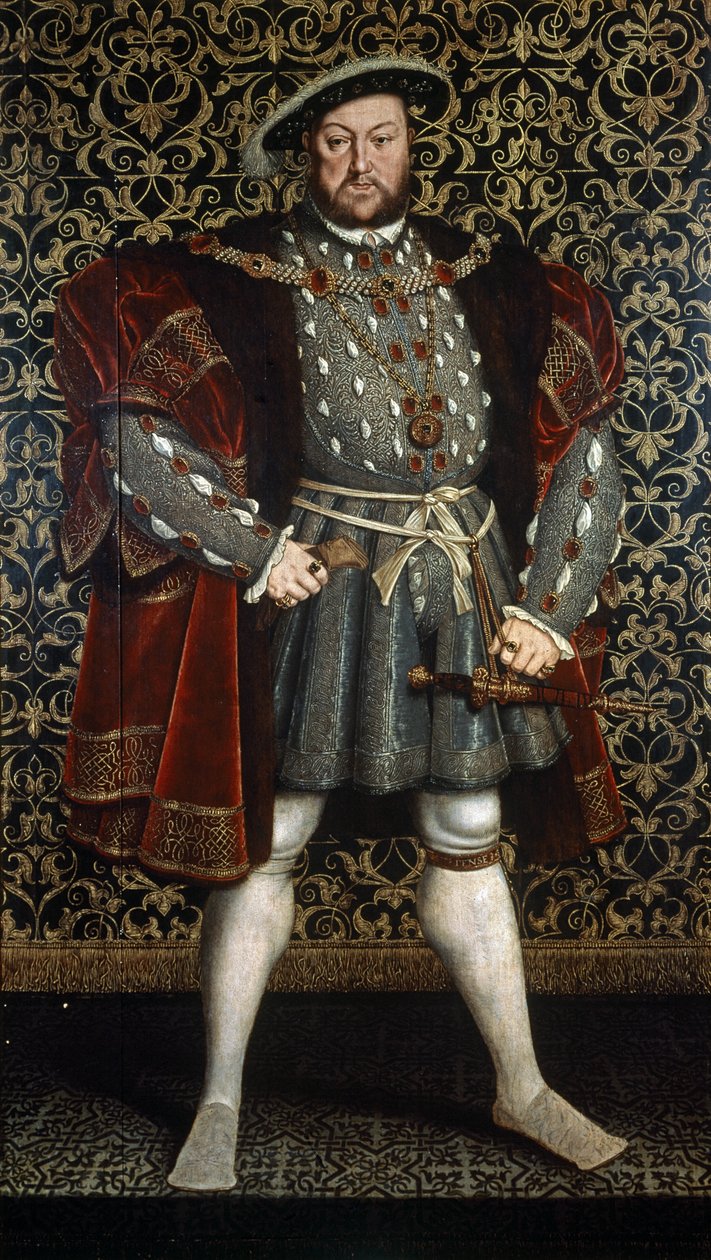 Portrait of King Henry VIII, after 1557 (oil on wood panel) بواسطة هانز (بعد) هولبين الأصغر