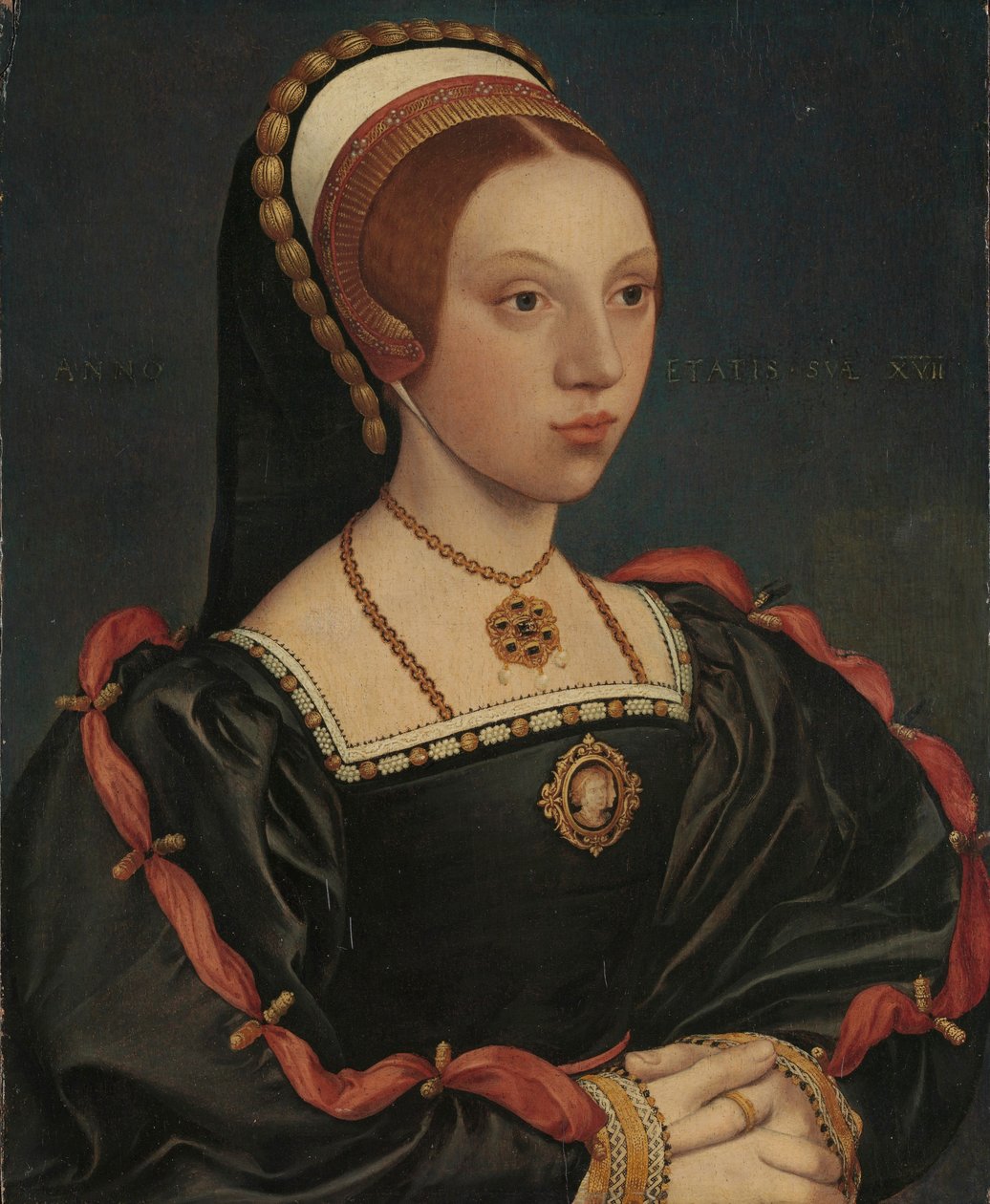 صورة لامرأة شابة ، حوالي 1540-45 (زيت وذهب على بلوط) بواسطة هانز (Attr. To) Holbein the Younger