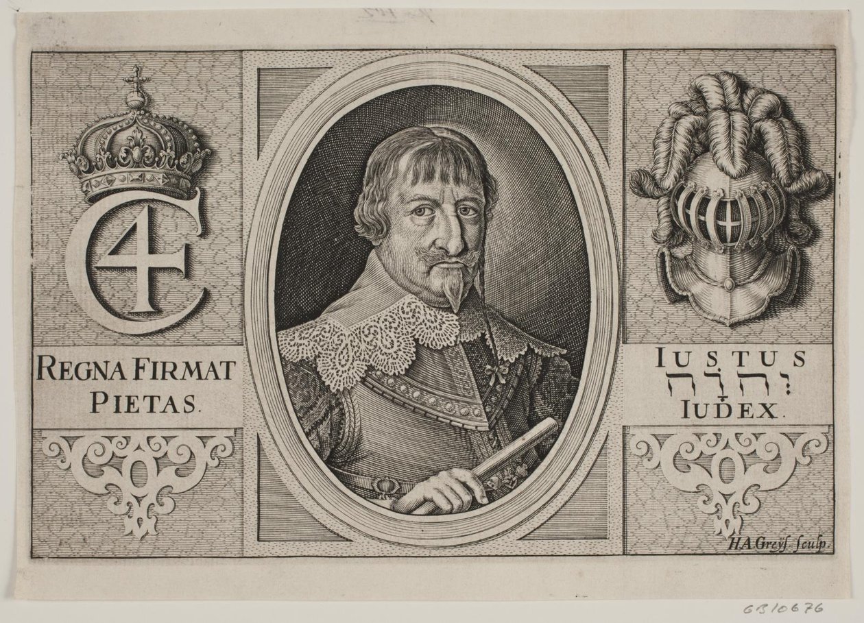كريستيان الرابع. رسم توضيحي لـ Peder Vinstrup ، "The Danish Hornblower" ، 1644 بواسطة هانز أندرياس جرايز