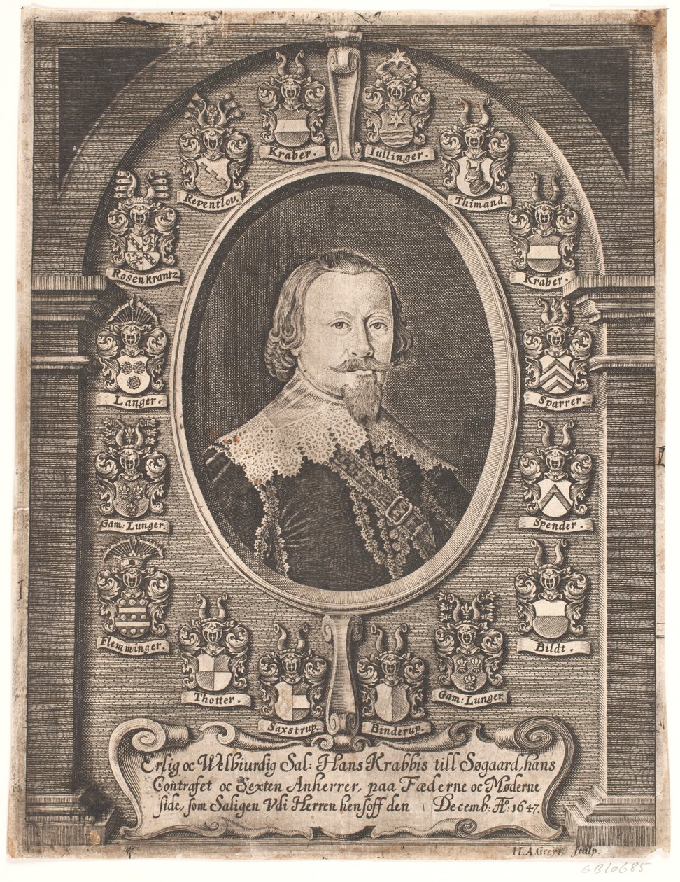 Hans Krabbe إلى Søgård. من خطبة الجنازة 1648 بواسطة هانز أندرياس جرايز