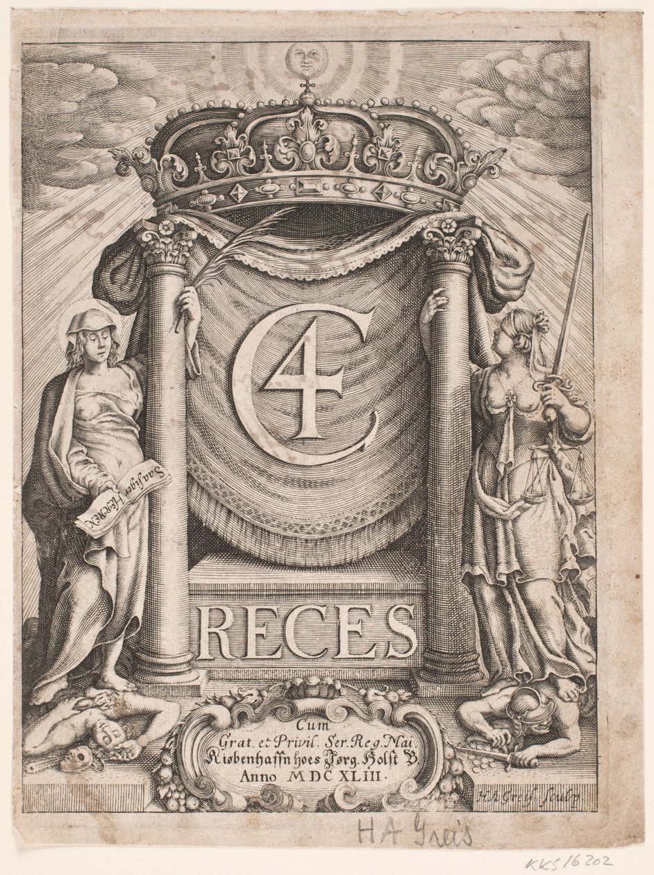 صفحة العنوان لـ Christian IV Reces 1643 بواسطة هانز أندرياس جرايز