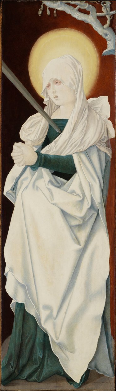 La Vierge des douleurs - عذراء الأحزان (Mater dolorosa) ، بواسطة Baldung (Baldung Grien) ، Hans (1484-1545). زيت على خشب ، ج. 1516. الأبعاد: 152.2 × 46 سم. متحف Szepmuveszeti ، بودابست بواسطة هانز بالدونج جرين