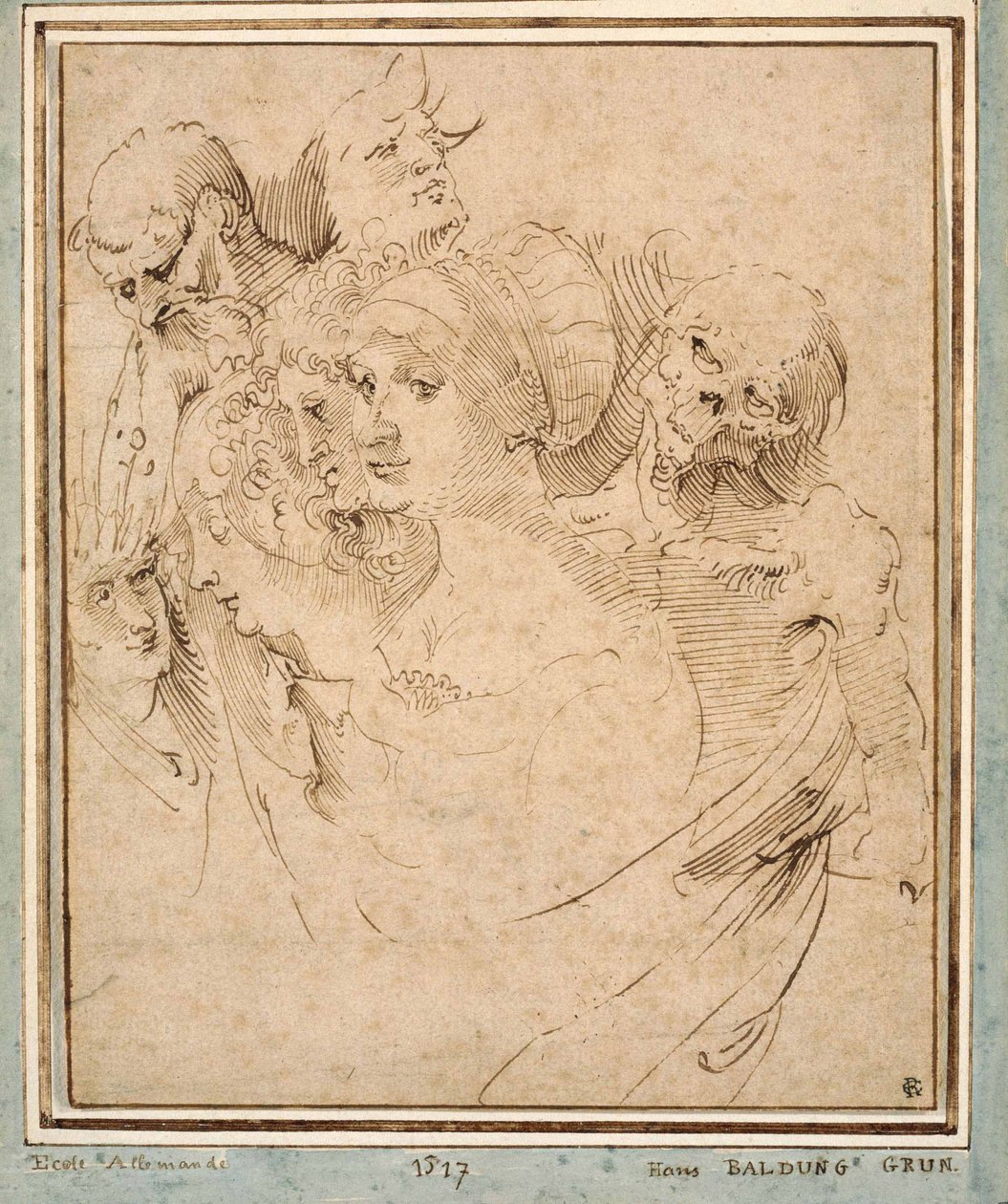 "الموت يمثل بسبعة رؤوس" (الموت بين الرؤوس السبعة) رسم بواسطة هانز بالدونغ (بالدونغ غرين) (1484-1545) حوالي عام 1515 مجموعة خاصة بواسطة هانز بالدونج جرين