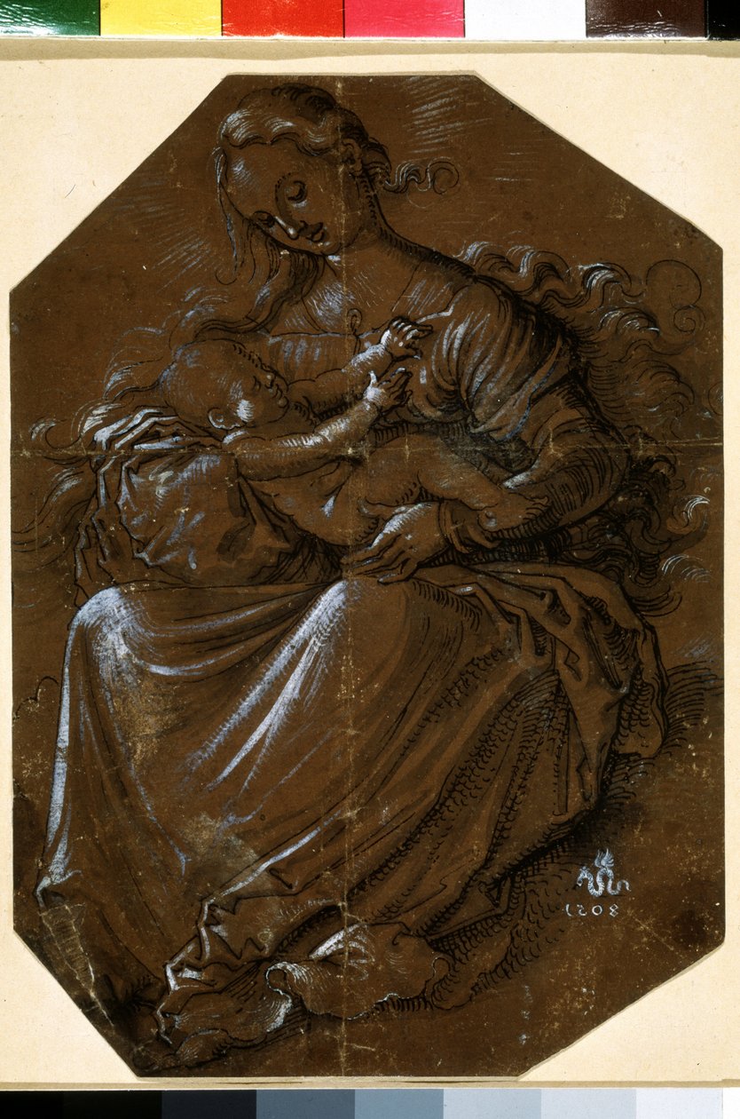 "العذراء والطفل" (العذراء والطفل) رسم بالحبر والقلم على ورق بني لهانس بالدونغ (1484-1545) متحف بوشكين في القرن السادس عشر ، موسكو بواسطة هانز بالدونج جرين