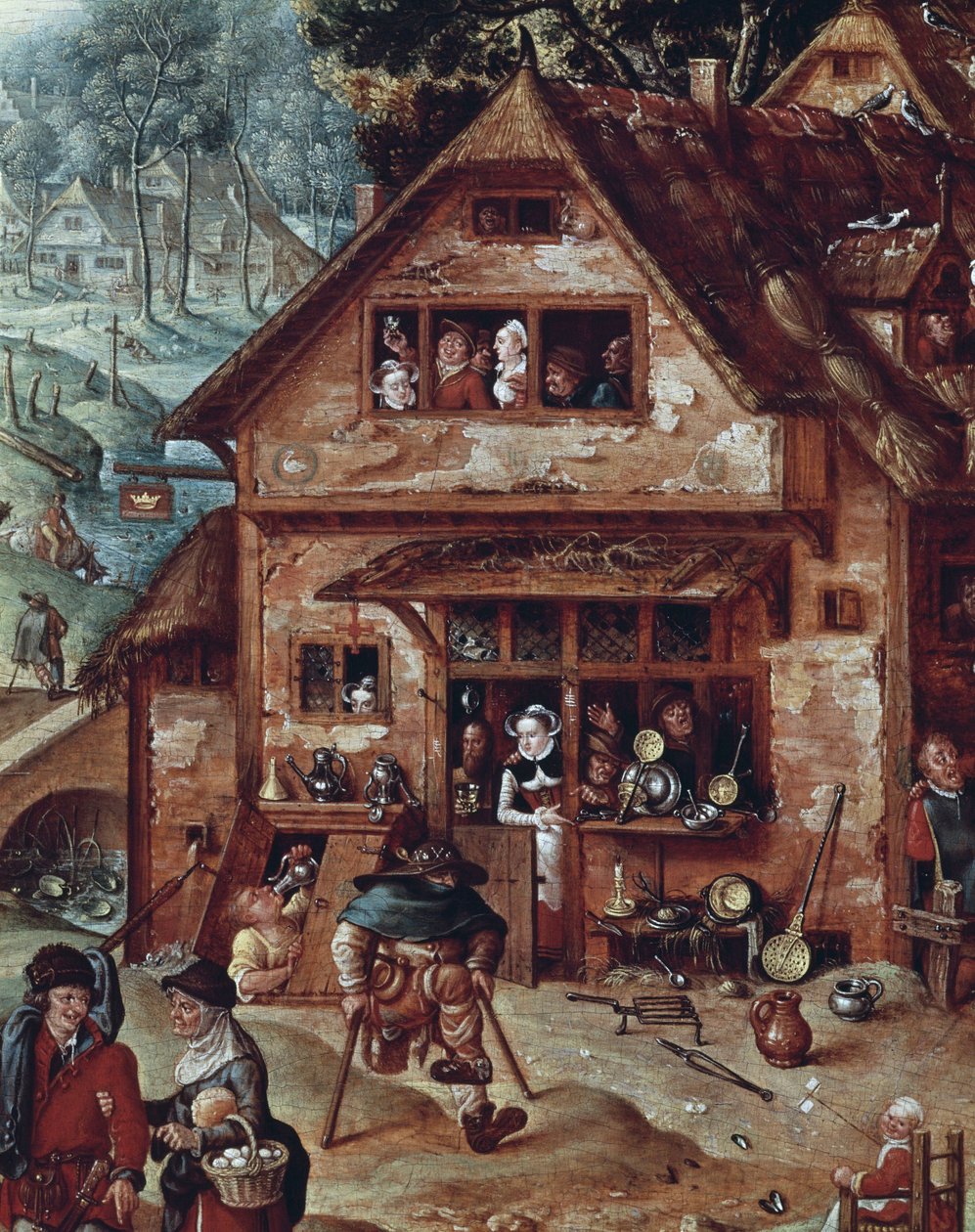 الحانة ، تفاصيل مشهد القرية ، رسم هانز بول (1534-1593) بواسطة هانز بول