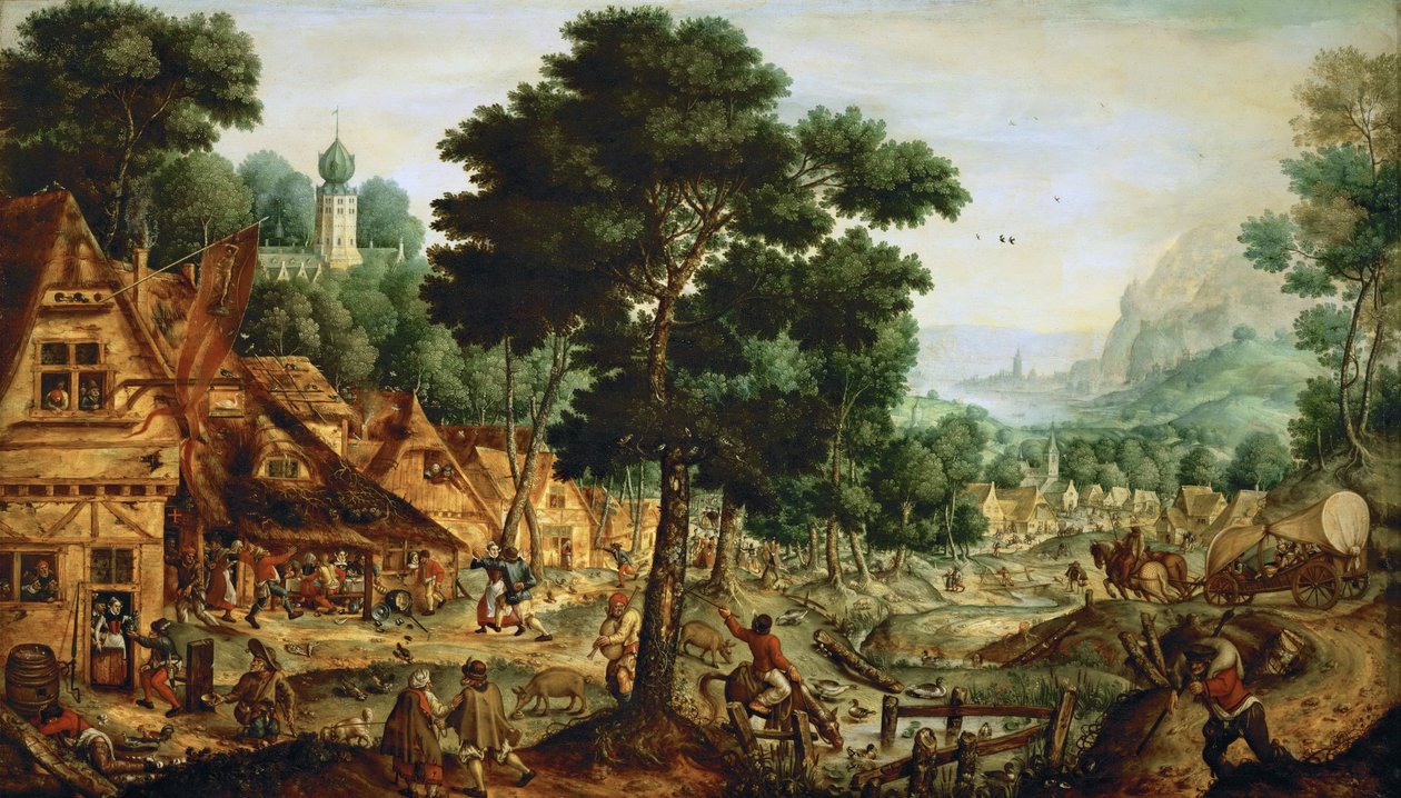 قرية فلاماند - حياة القرية الفلمنكية - هانز بول (1534-1593). زيت على خشب ، حوالي 1562. الأبعاد: 49.5x83.8 سم. متحف تاريخ الفن ، فيين بواسطة هانز بول