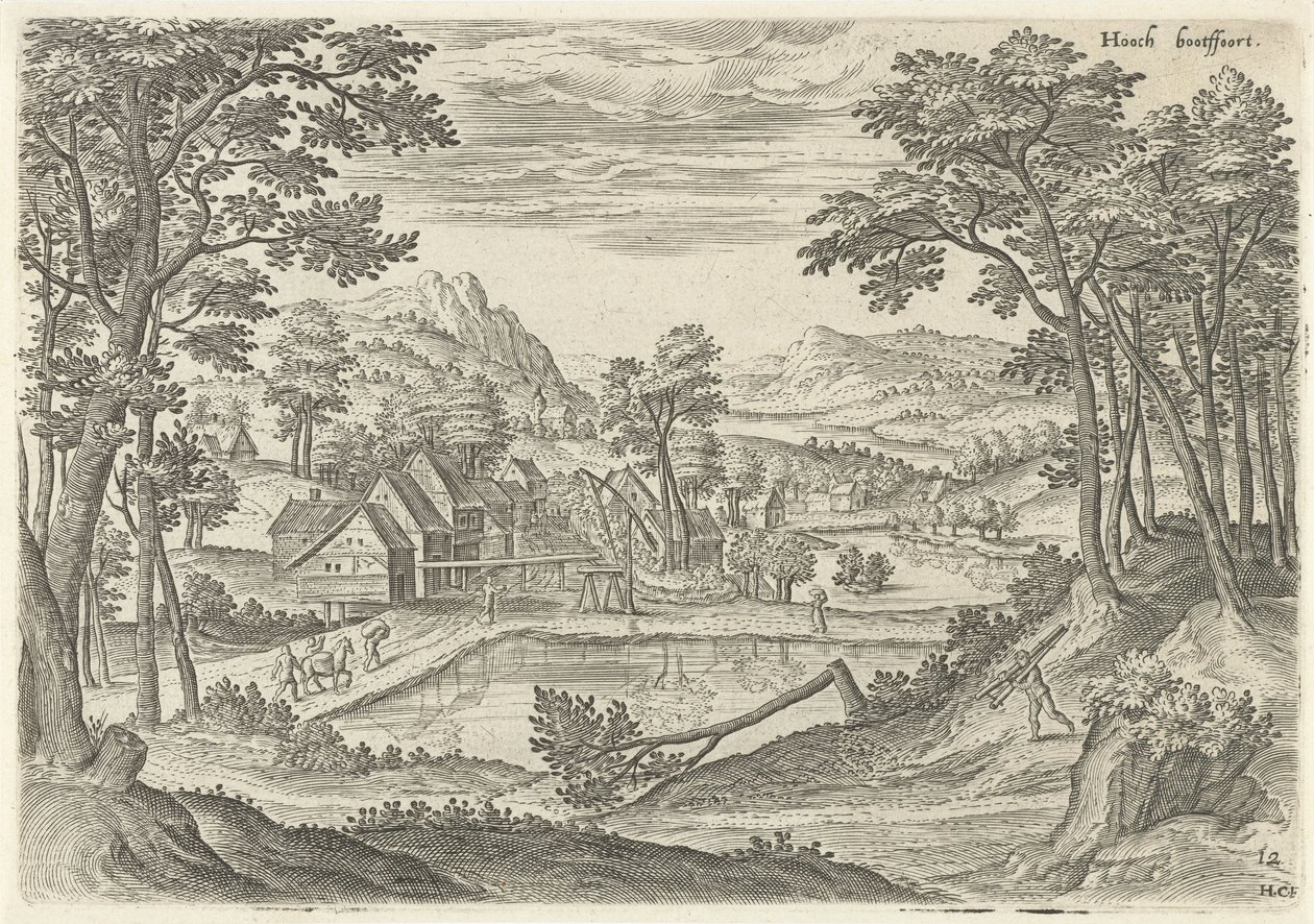 منظر Bosvoorde Hooch bootfoort (العنوان على الكائن) وجوه من منطقة بروكسل (عنوان المسلسل) بواسطة هانز كولارت (أنا)