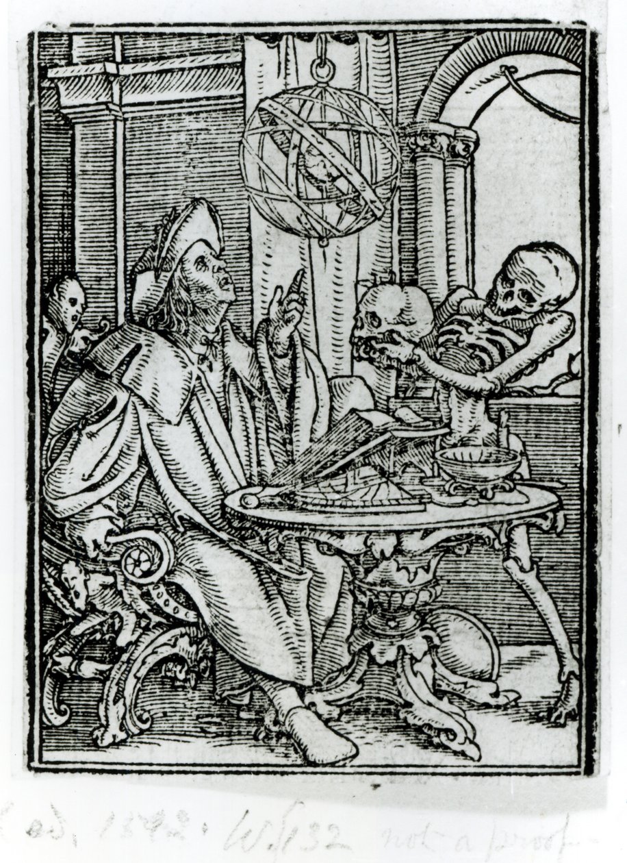 الموت والفلك ، من "رقصة الموت" ، نقشها هانز لوتزلبرغر ، c.1538 بواسطة هانز هولبين الأصغر