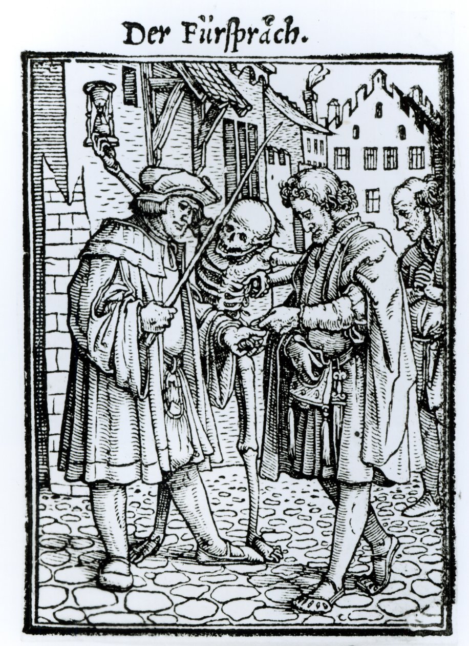 الموت والمحامي ، من "رقصة الموت" ، نقش هانز لوتزلبرغر ، c.1538 بواسطة هانز هولبين الأصغر