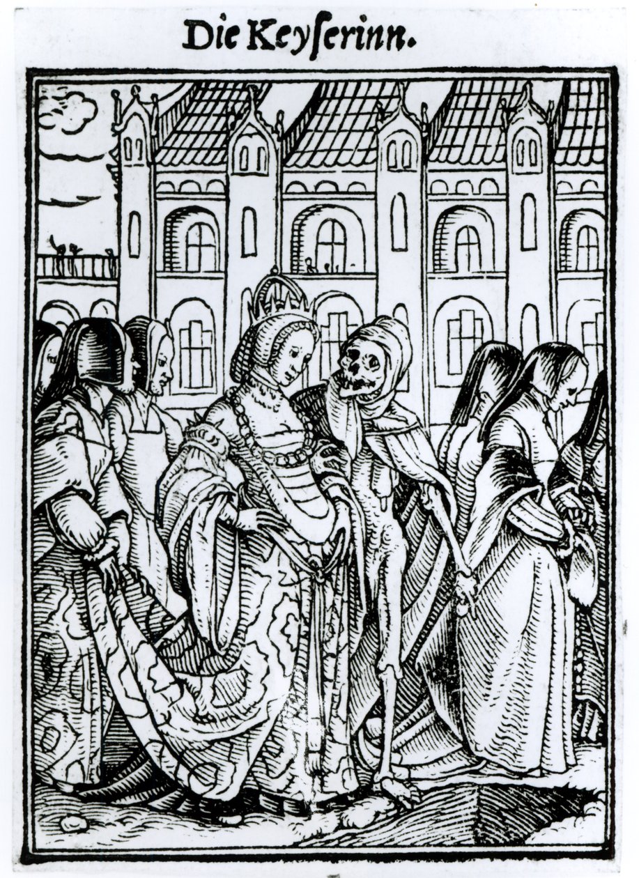 الموت والإمبراطورة ، من "رقصة الموت" ، نقش هانز لوتزلبرغر ، c.1538 بواسطة هانز هولبين الأصغر