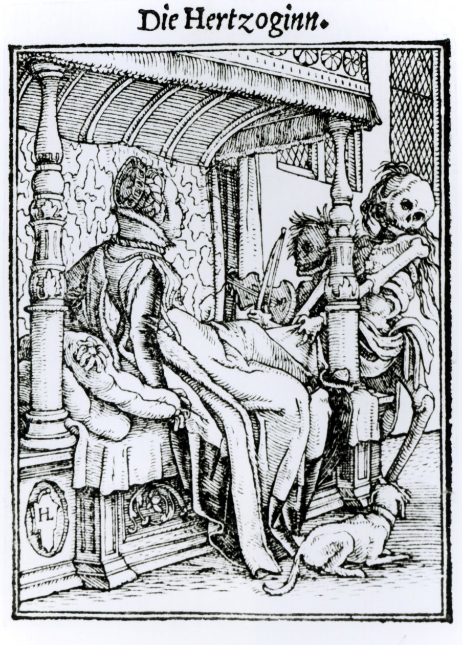 الموت والسيدة ، من "رقصة الموت" ، نقش هانز لوتزلبورغر ، c.1538 بواسطة هانز هولبين الأصغر
