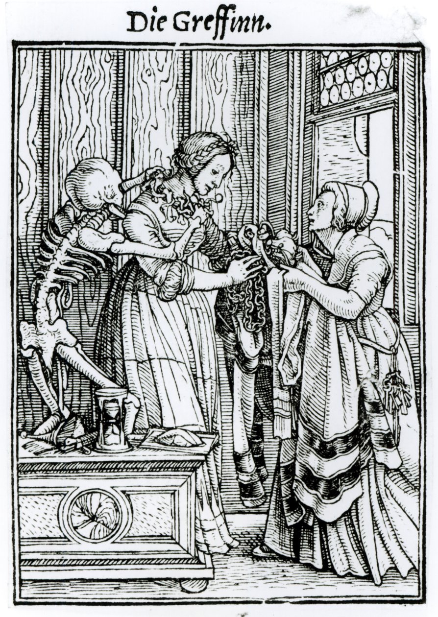الموت والعشيقة ، من "رقصة الموت" ، نقشها هانز لوتزلبرغر ، c.1538 بواسطة هانز هولبين الأصغر