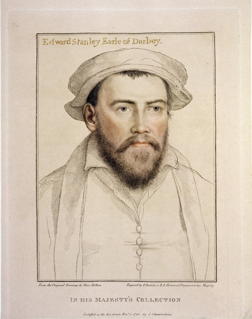 إدوارد ستانلي إيرل داربي (1508-1572) منقوش بواسطة فرانشيسكو بارتولوزي (1727-1815) 1793 بواسطة هانز هولبين الأصغر