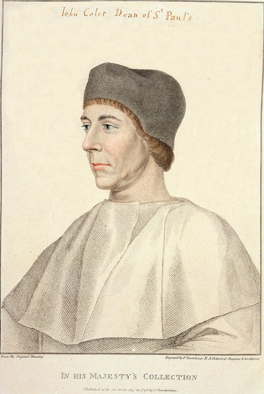 جون كوليت (c.1467-1519) ، عميد سانت بول منقوش بواسطة فرانشيسكو بارتولوزي (1727-1815) بواسطة هانز هولبين الأصغر