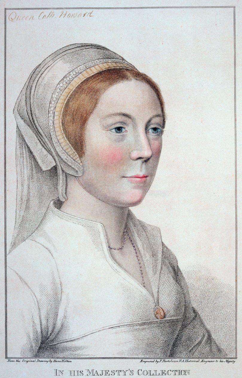 صورة كاترين هوارد (1520-42) منقوشة بواسطة فرانشيسكو بارتولوزي (1727-1815) 1796 بواسطة هانز هولبين الأصغر
