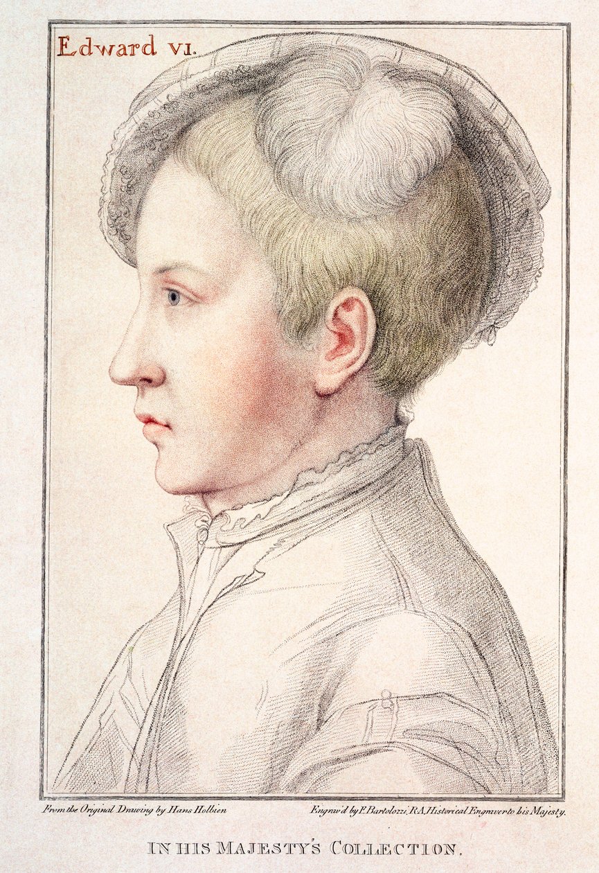 صورة إدوارد السادس (1537-53) منقوش بواسطة فرانشيسكو بارتولوزي (1727-1815) 1796 بواسطة هانز هولبين الأصغر
