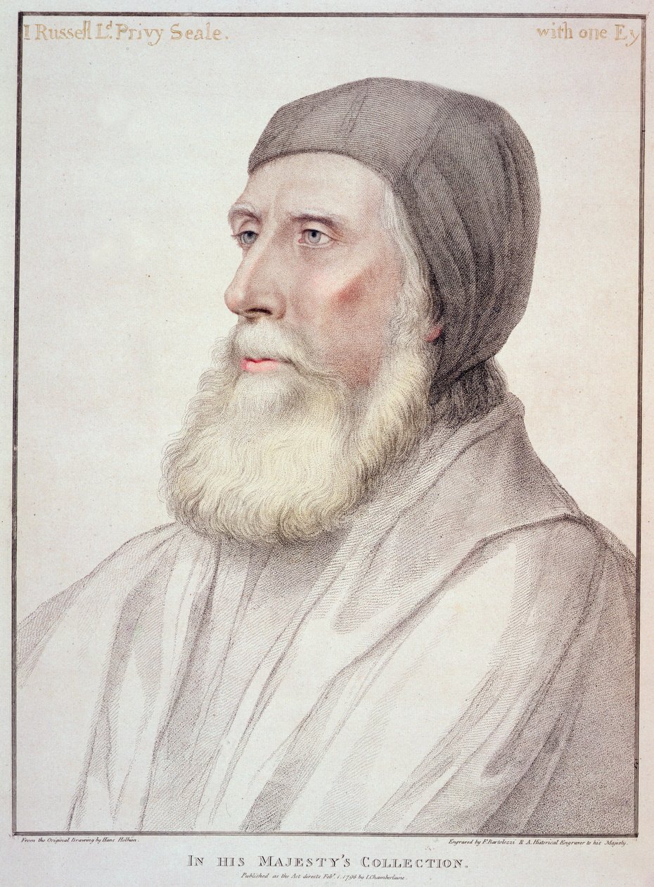 صورة لجون راسل أول إيرل بيدفورد (1485-1555) منقوش بواسطة فرانشيسكو بارتولوزي (1727-1815) بواسطة هانز هولبين الأصغر