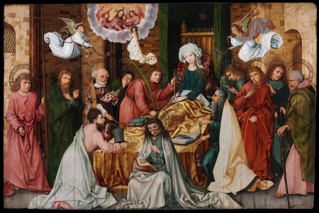 Dormition de la Vierge Marie - Dormition of the Virgin - Holbein، Hans، the Elder (1465-1524) - 1492 - زيت على خشب - 150x 228،5 - Szepmuveszeti Muzeum ، بودابست بواسطة هانز هولبين الأكبر