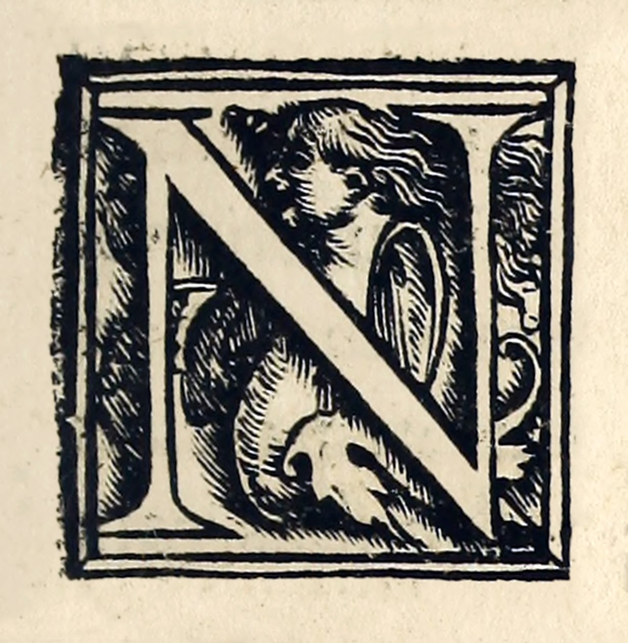 Illuminated "N" from the 1518 Basel third edition of 