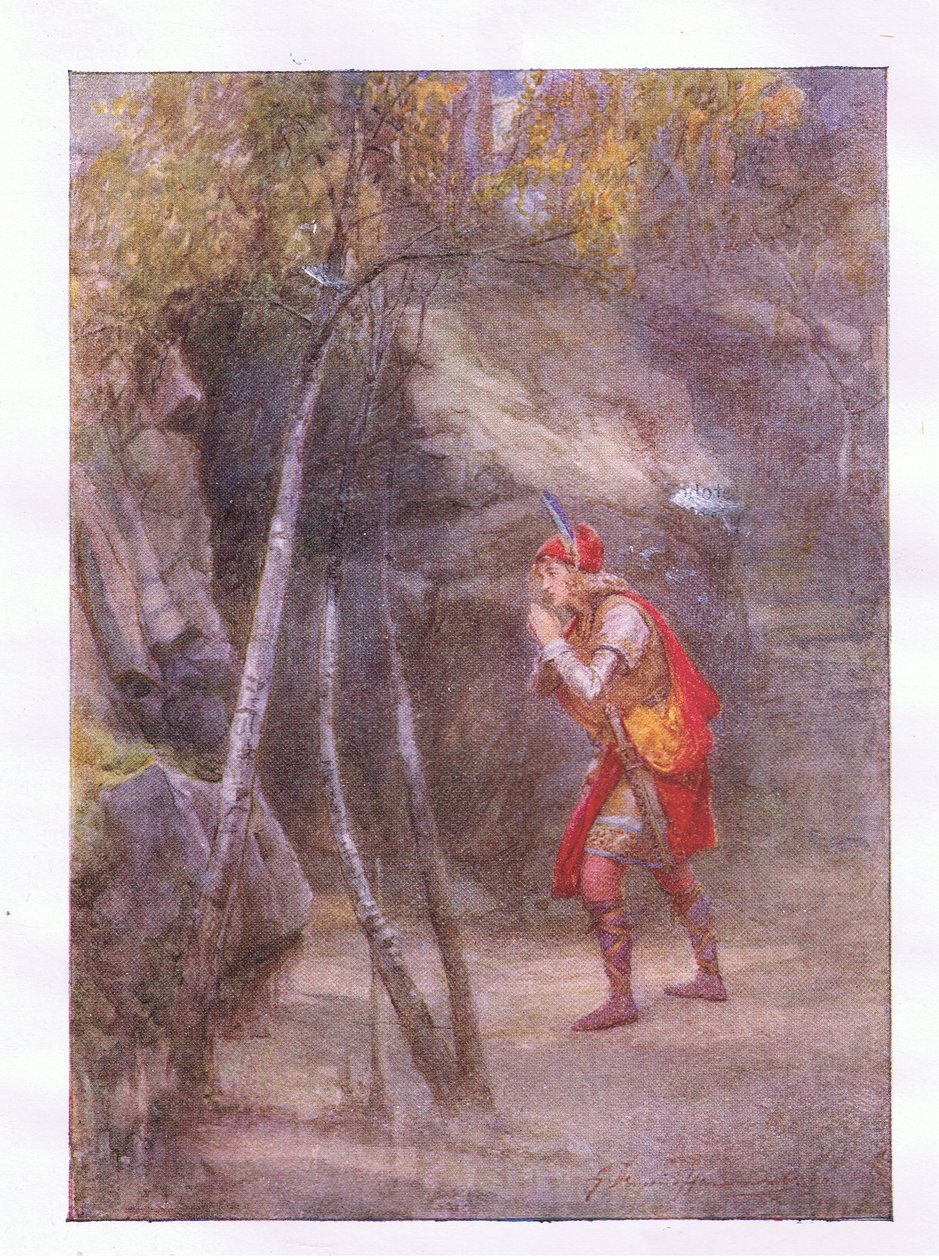 لا! من يوجد هنا؟ إذا كان هناك أي شيء يتحدث مدنيًا (Cymbeline) ، من الأعمال الكاملة لشكسبير المنشورة من قبل جورج هاراب وشركاه المحدودة ، 1920s بواسطة هانز هولبين الأصغر
