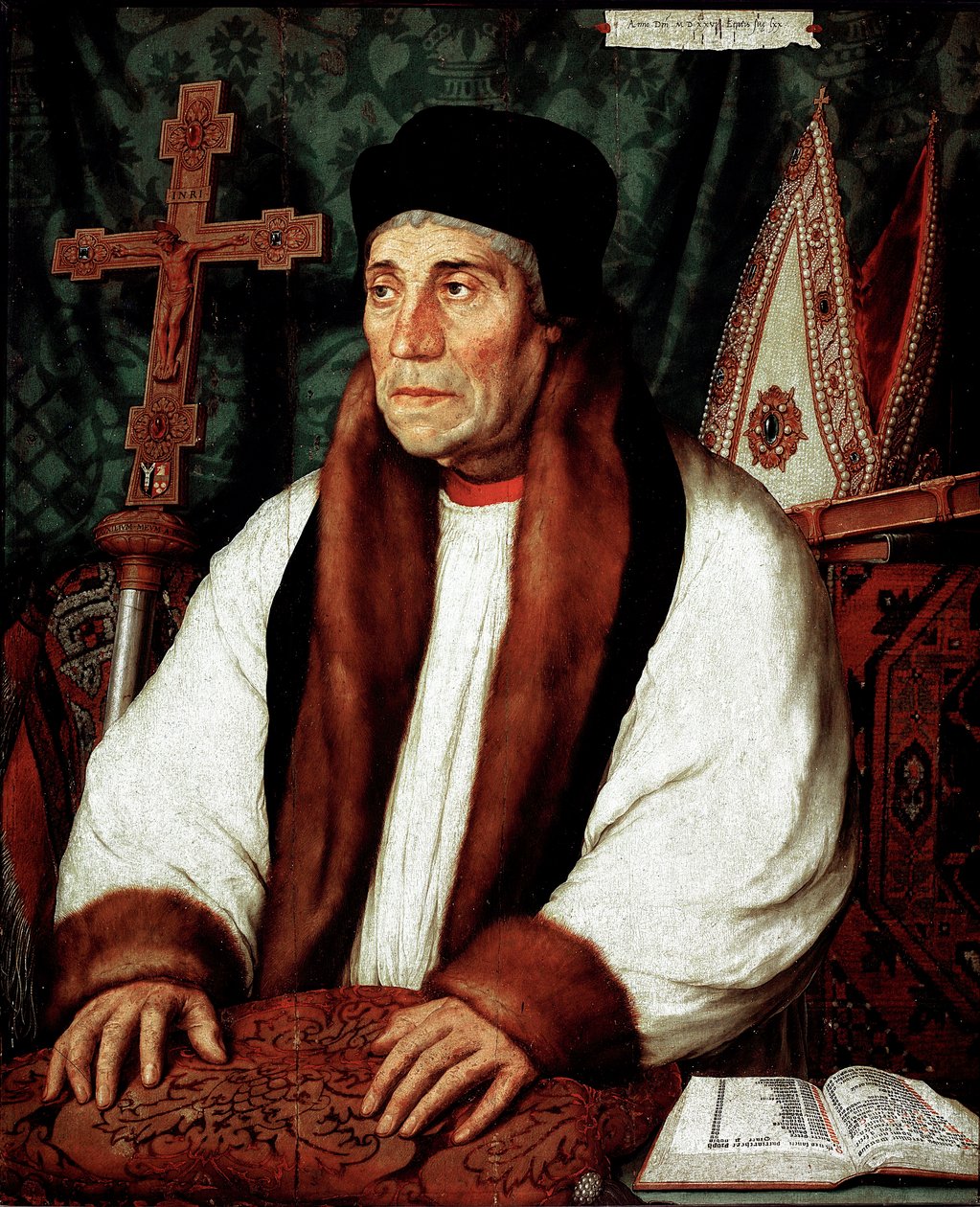 صورة ويليام وارهام (1450-1532) ، أرشفيك كانتربري لوحة لهانز هولبين ذا يونغ (1497 / 8-1543) من القرن السادس عشر صن. 82x67 سم باريس ، متحف اللوفر بواسطة هانز هولبين الأصغر