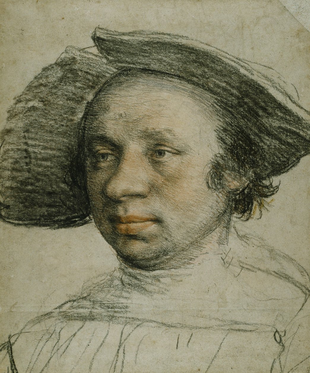 Portrait of a Youth in a Broad-brimmed Hat, c.1524-26 (chalk on paper) بواسطة هانز هولبين الأصغر