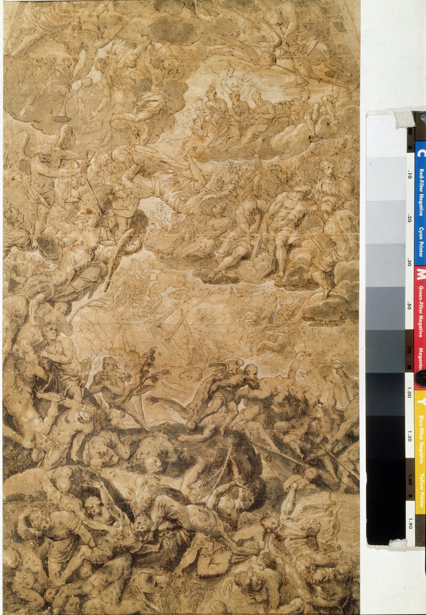 الدينونة الأخيرة. رسم بواسطة هانز روتنهامر ، جروين (1564-1625). Grisaille على ورق ، 53.7 × 31.6 سم ، حوالي 1590. الفن الألماني ، التصاميم. متحف بوشكين للفنون الجميلة ، موسكو. بواسطة هانز الأول أو يوهان روتنهامر