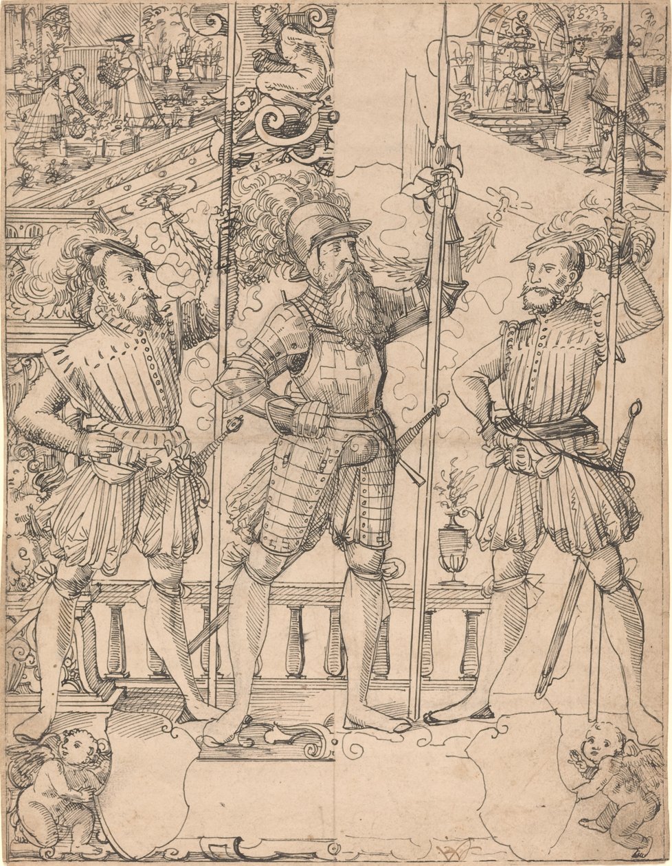 Halberdier واثنين من Pikemen بواسطة هانز جاكوب بليب