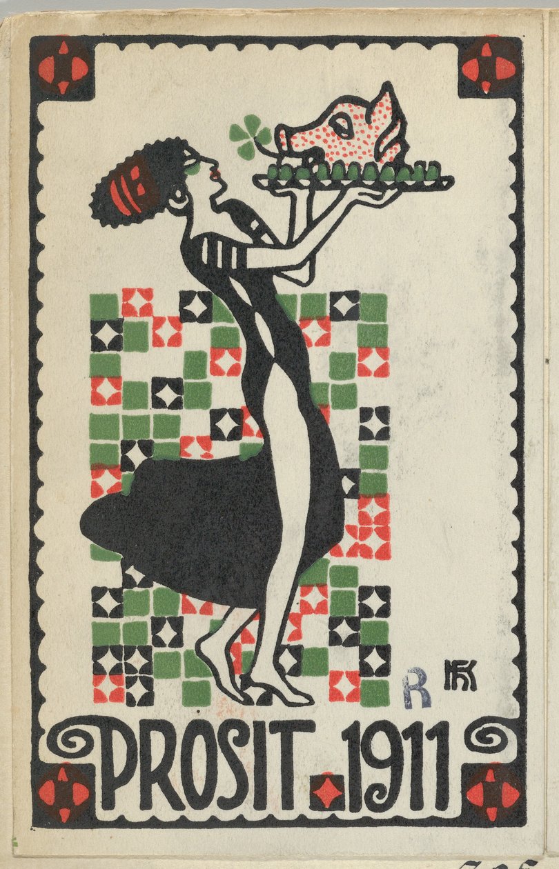 بطاقة السنة الجديدة: Cheers 1911 Prosit، 1910. بواسطة هانز كالمشتاينر