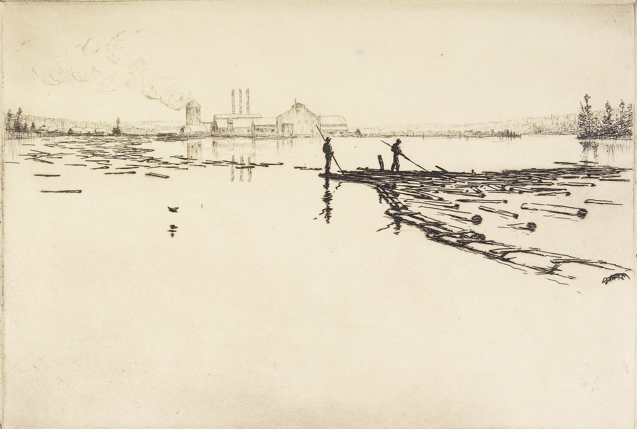 The Log Boom ، حوالي عام 1924 (حفر) بواسطة هانز كليبر