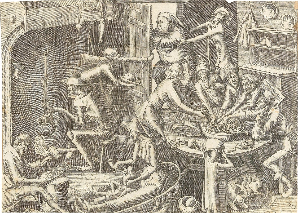 المطبخ الفقير بعد بيتر بروغيل الأول ، حوالي 1563. بواسطة هانز ليفرينك الأكبر