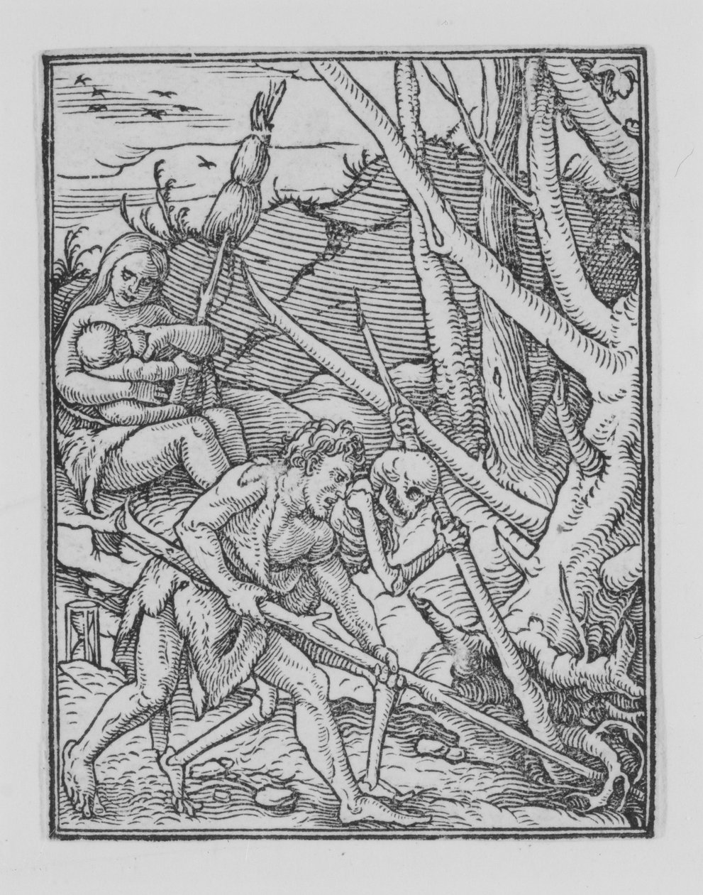 آدم حفر ، من رقصة الموت ، كاليفورنيا. 1526 ، تم نشره عام 1538. بواسطة هانز لوتزلبرغر