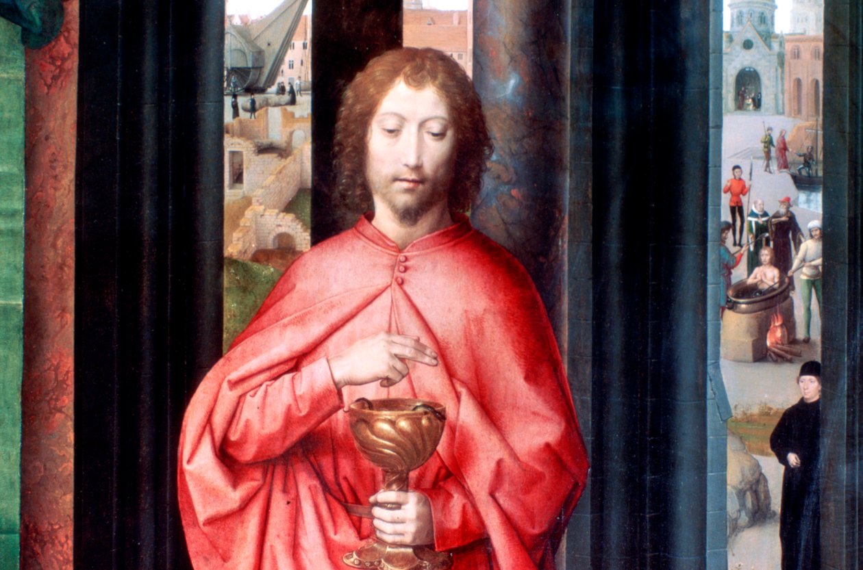 الزواج الصوفي للقديسة كاترين وقديسين آخرين ، التفاصيل ، c1453-1494 بواسطة هانز مملينج
