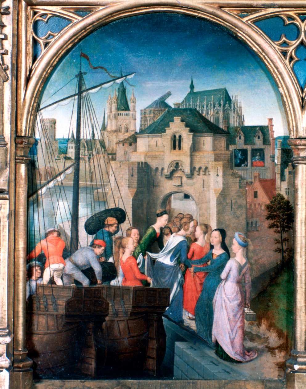 ضريح القديس أورسولا ، وصوله إلى كولونيا ، 1489 بواسطة هانز مملينج