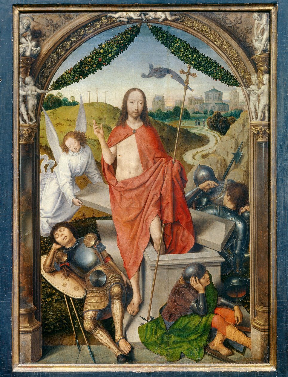 بالثلاثي من القيامة. جزء مركزي. رسم هانز ميملينج (1435-1494) إي سي. Flam. بواسطة هانز مملينج