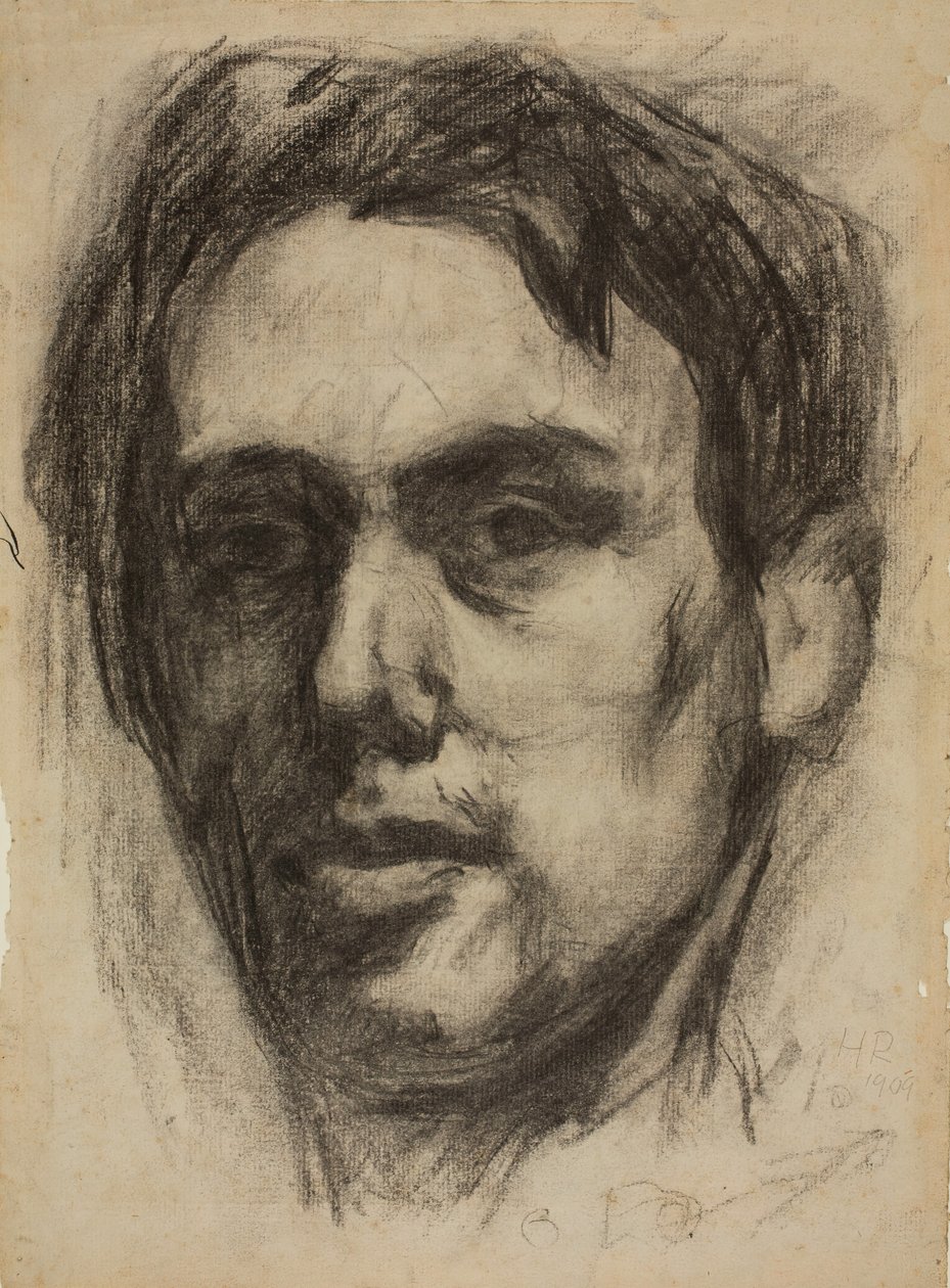 وجه بورتريه ذاتي ، ظهر رسم ، 1909. بواسطة هانز ريختر